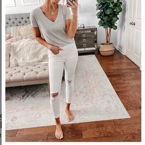 New! Express High Waisted White Ripped Jeans size0